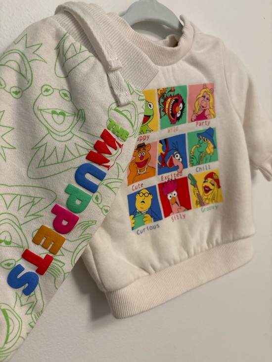 Disney Other - Disney Cream Baby Sweatsuit with Multicolor Muppet Character Grid